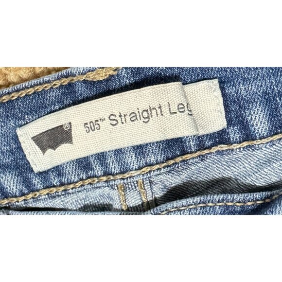 Levi's 505 Embroidered Straight Leg Jeans W27 L32 Blue Denim Stretch Levis - Picture 5 of 6